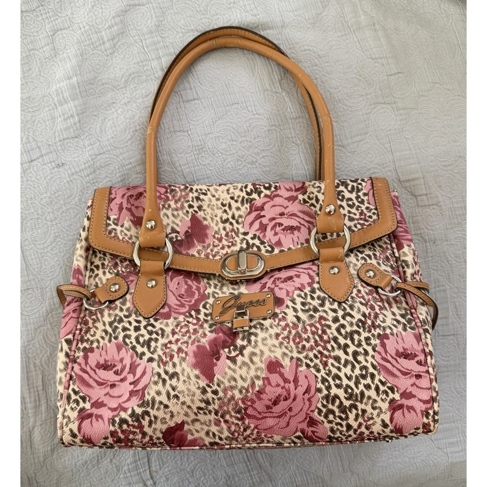 Guess Shoulder Bag Pink‎ Rose Logo Print O-Ring Faux 2000s Y2K Indie Sleeze READ
